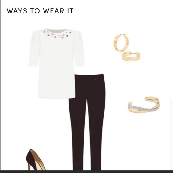 [NWT] Ann Taylor Beaded Short Sleeve Top - Picture 7 of 8